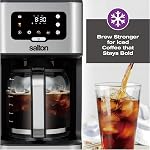 Salton Stainless Steel Digital Coffee Maker – 14 Cups | Hot & Cold Coffee Modes | 24 Hour Timer | led Touch Screen | Reusable Filter | Anti-Drip Feature | Hot Hold Plate | Proudly Canadian