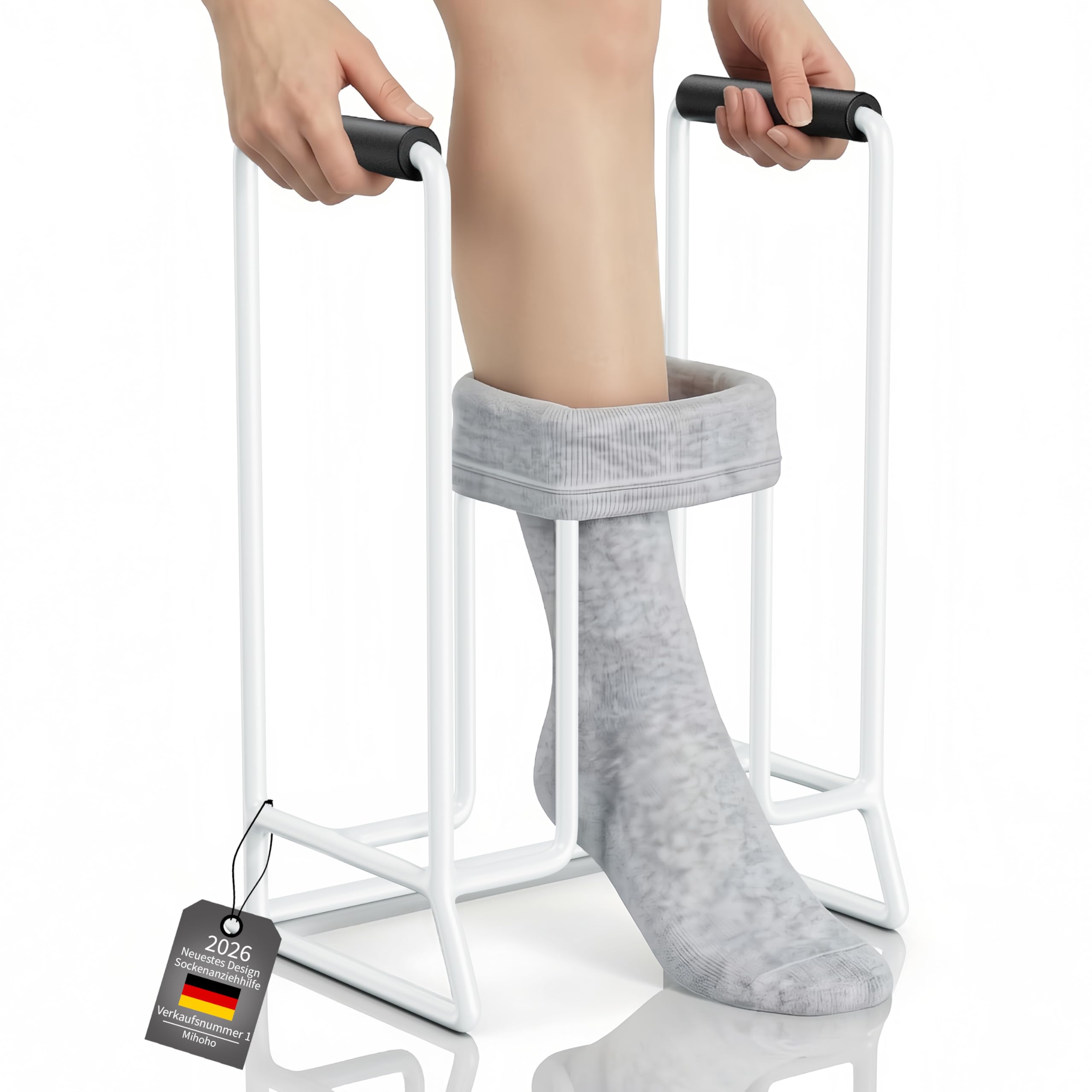 Calze a compressione per indossare le calze a compressione per anziani: strumento per indossare le calze a compressione, per uomini e donne anziani (bianco)