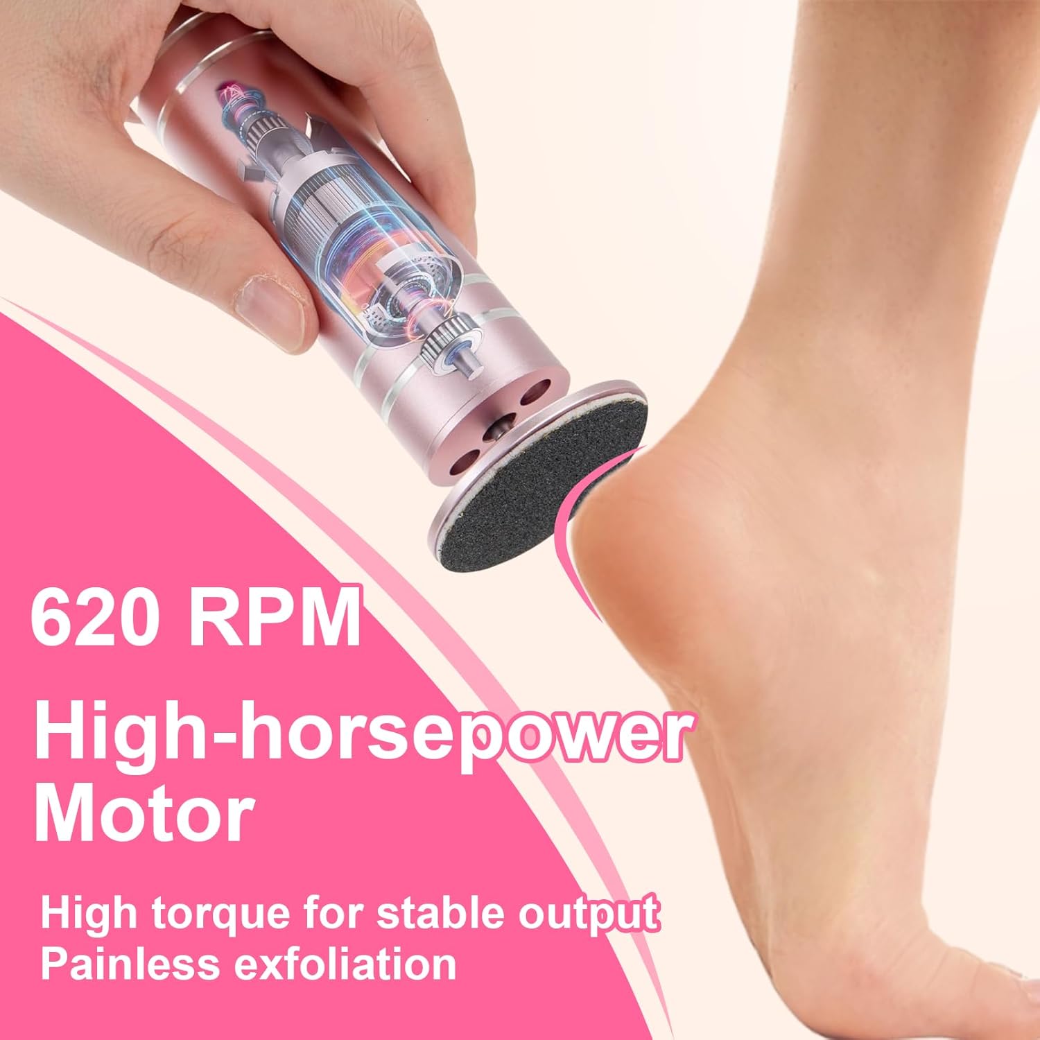 Electric Foot File, Adjustable Speed Foot Callus Remover, Callus Remover for Feet with 60 pcs Sandpaper Discs, Men Women Pedicure Tool for Dead Skin & Calluses (Black)