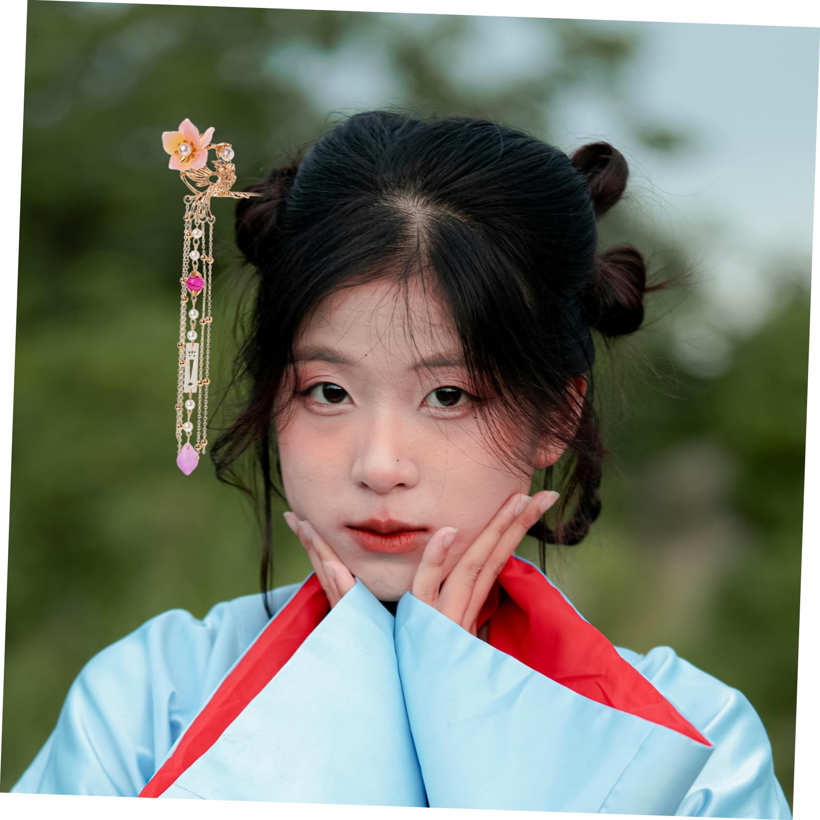 Gatuida Perlenhaarnadel Traditioneller Haarschmuck aus Legierung im Chinesischen Stil Retro mit Quasten Haarspange für Lange Haare für Frauen bei Festen und Cosplay