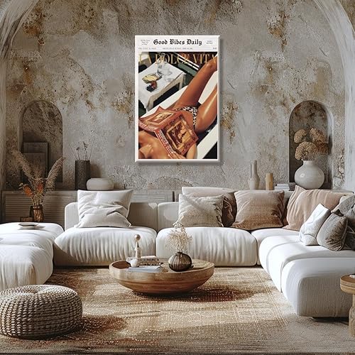 Miniatura 5 de Pósteres de periódico de moda, vintage, de Good Vibes, arte de pared diario de los años 60, póster de La Dolce Vita de playa, estilo retro,