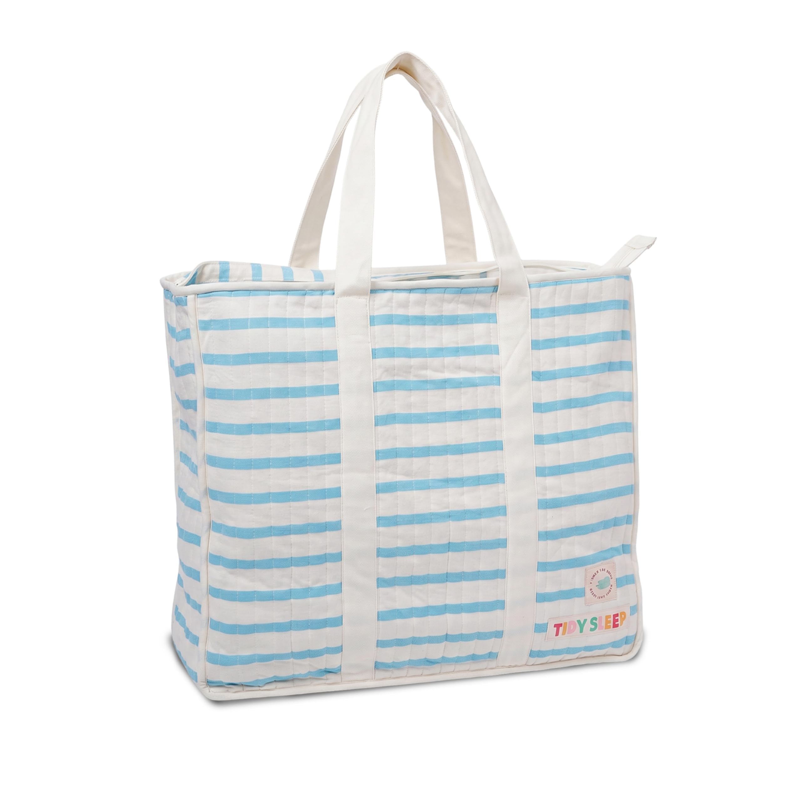tidy sleep Cotton Muslin Hospital Bag for Maternity & Baby Essentials | Large Quilted Tote | Lightweight Travel Organizer (Blue)-picture-45