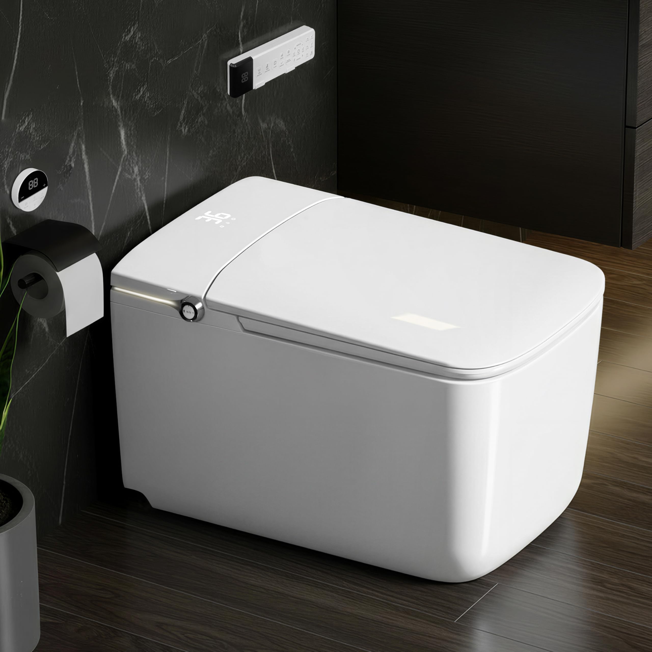 Plantex Smart Commode/Auto Lid Closing and Flushing with Foot Sensor with 18 Months Warranty Automatic Toilet with Water Saving Technology/Heated Toilet Seat - S Trap (White)-image-9