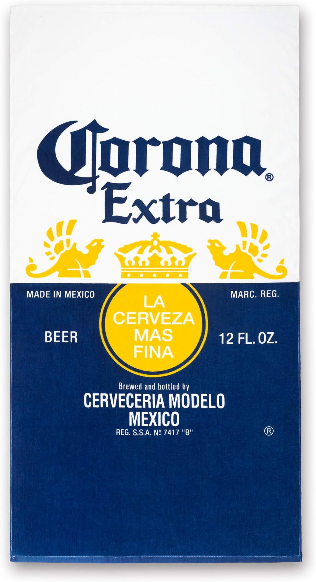 Corona Logo Beach Towel 30 x 60 inch 100% Cotton Beer Label Pool Towel, Travel, Camping, Lake (30" x 60", Blue)