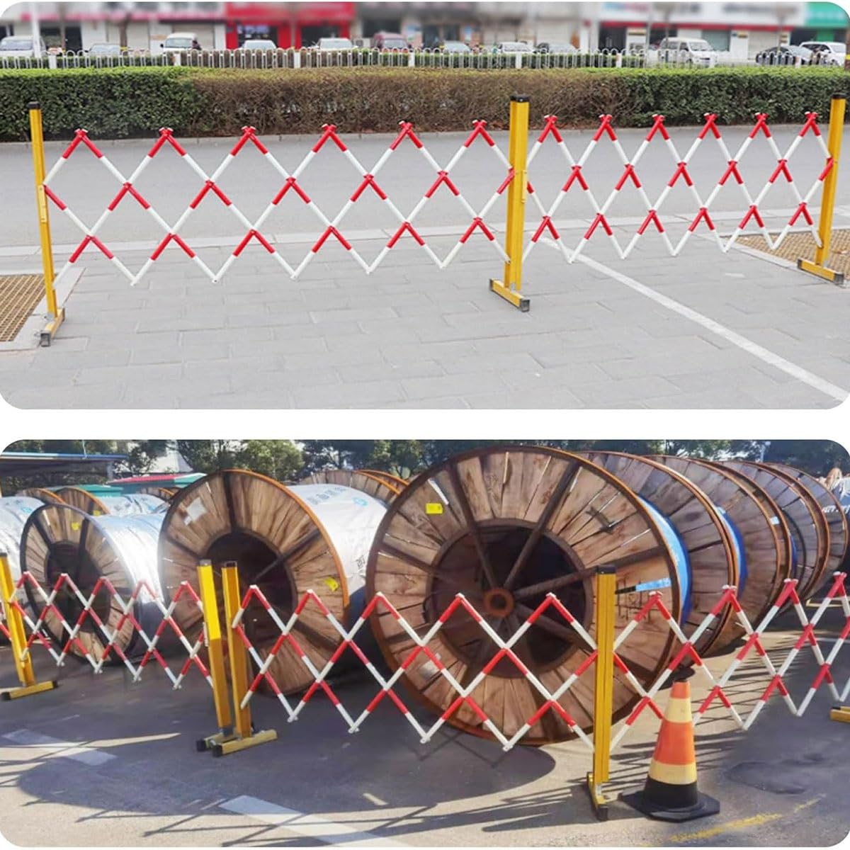 Ampliable con ruedas: puerta de tijera portátil para entrada, seguridad vial, control de multitudes de eventos, barrera ajustable para gestión del tráfico y acceso seguro