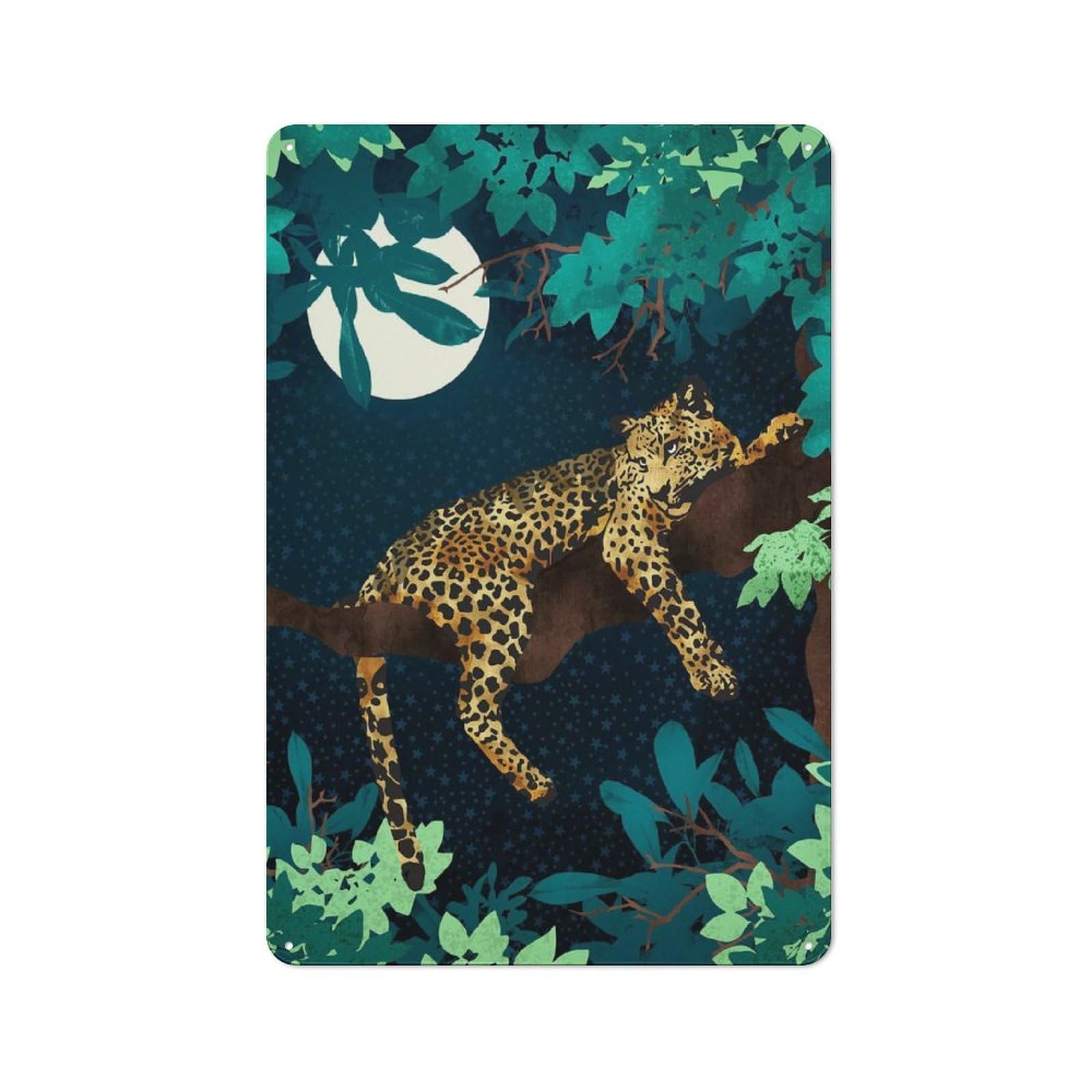Junmoney Style Leopard Dream Rustic Metal Sign 30X20cm For Garden Room Or Summerhouse, For Themed Interiors In Garden Rooms And Summerhouses