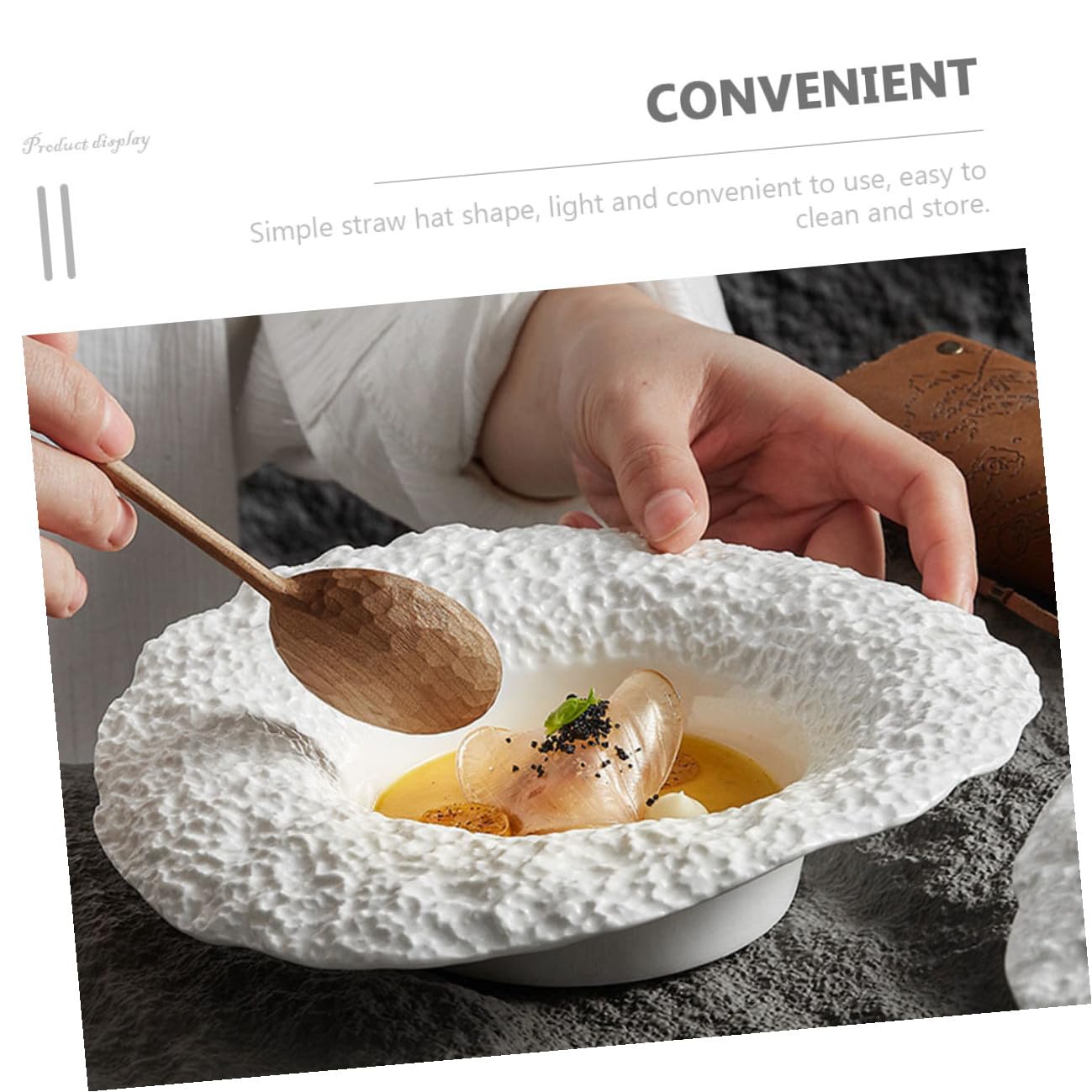 iplusmile Assiette Creuse Céramique Forme Chapeau Motif Roche pour Pâtes et Salades Polyvalente et Résistante pour Cuisine et Service
