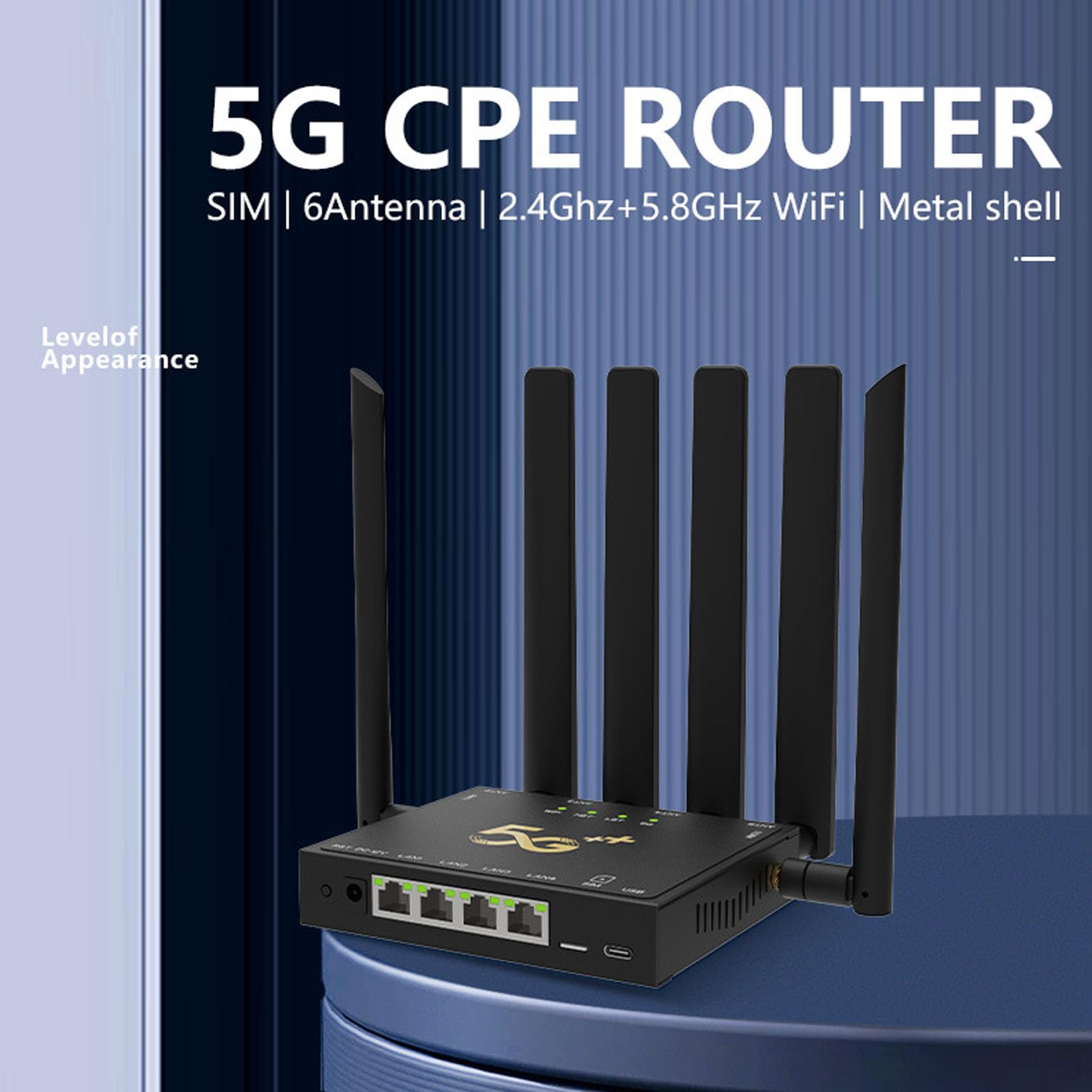 LICAEVEY Router WiFi 6 5G, 6 Antenne Ad Alto Guadagno Router Wireless Gigabit Dual-band con Slot per Scheda SIM, Rete Cellulare 5G per Casa e Ufficio