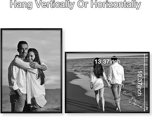 Miniatura 6 de Marco de fotos de carga frontal de 11 x 14 pulgadas sin paspartú, marco de póster negro, marco de pared de aluminio para descomposición del hogar