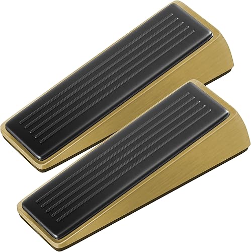 Architectural Hardware - Tope de puerta de zinc resistente con agarres de goma antiarañazos (paquete de 2) - Topes de puerta de cuña de metal y goma disponible en Yaxa Colombia