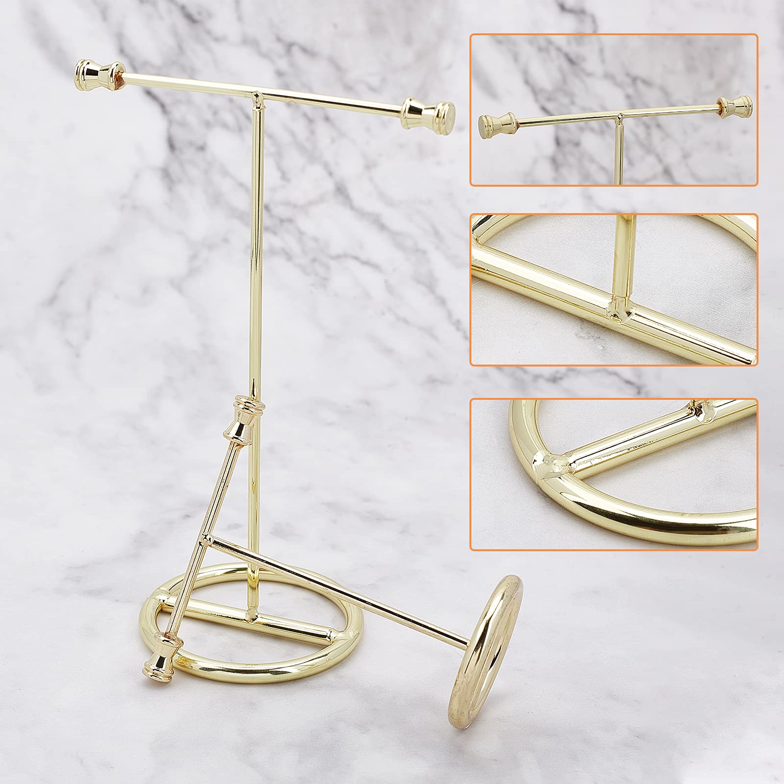 Espositore Per Orecchini A T FINGERINSPIRE - 2 Pezzi Metallico Dorato, Base Rotonda, 2 Altezze - Foto 2