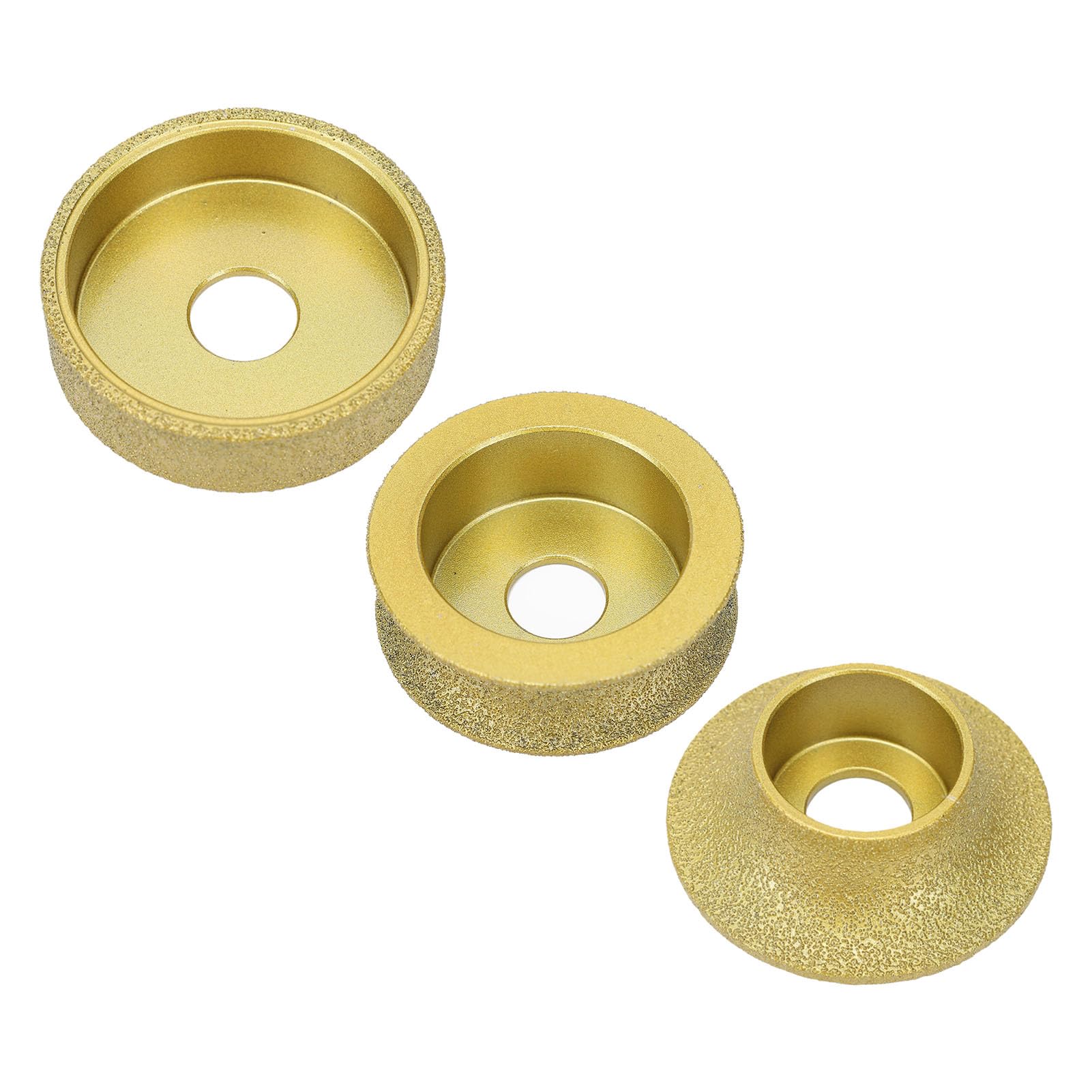 3-teilige Kanten-Diamantschleifscheibe, Profil-Handwinkelschleifer, Gelötete Polierscheibe, Steinkanten-20-mm-Loch für Marmorgranit, Parallele Runde Räder