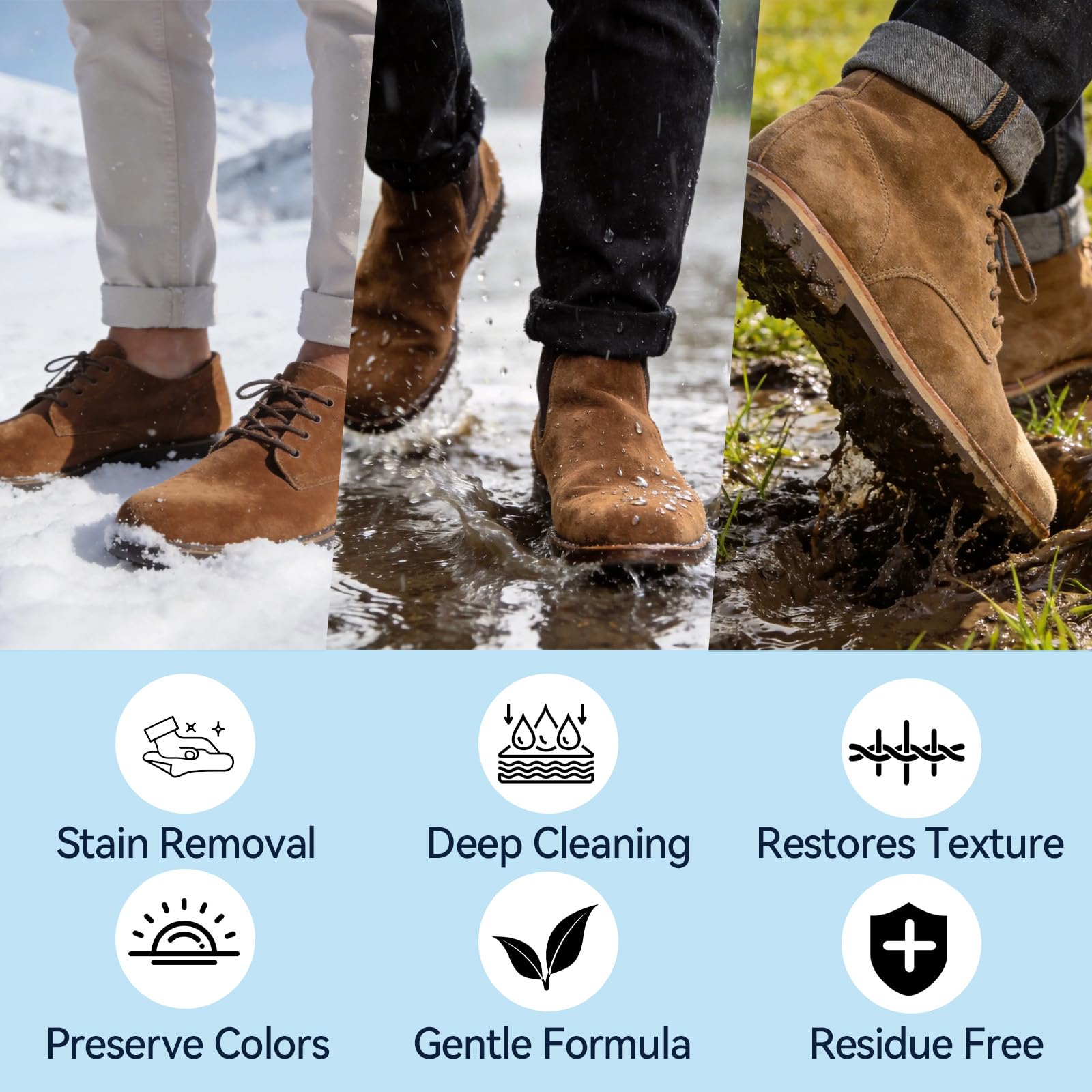 Limpiador Zapatillas, Limpiador Zapatos Ante, 200ml Suedes Cleaner para Zapatillas Nobuk Botas, Limpiador Zapatillas Blancas Con Cepillo y Toalla, Elimina Suciedad Manchas y Marcas de Agua
