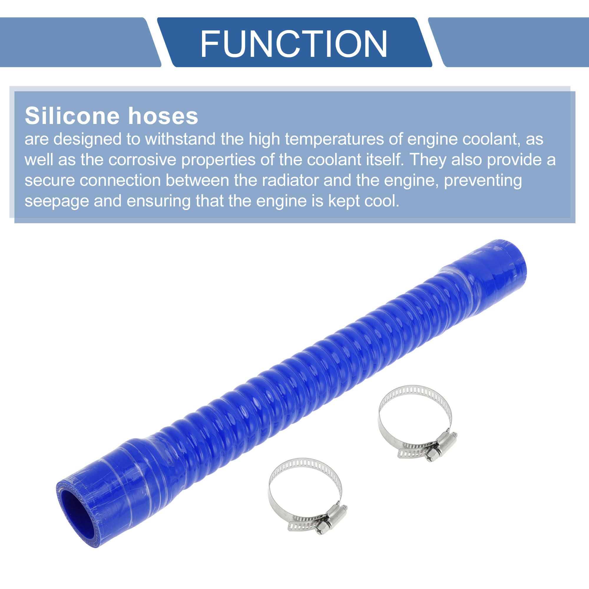 A ABSOPRO 1 Set, 35mm/1.38" ID 400mm/15.75" Lunghezza Tubo in Silicone Blu per Auto con Morsetti Tubo Refrigerante Universale