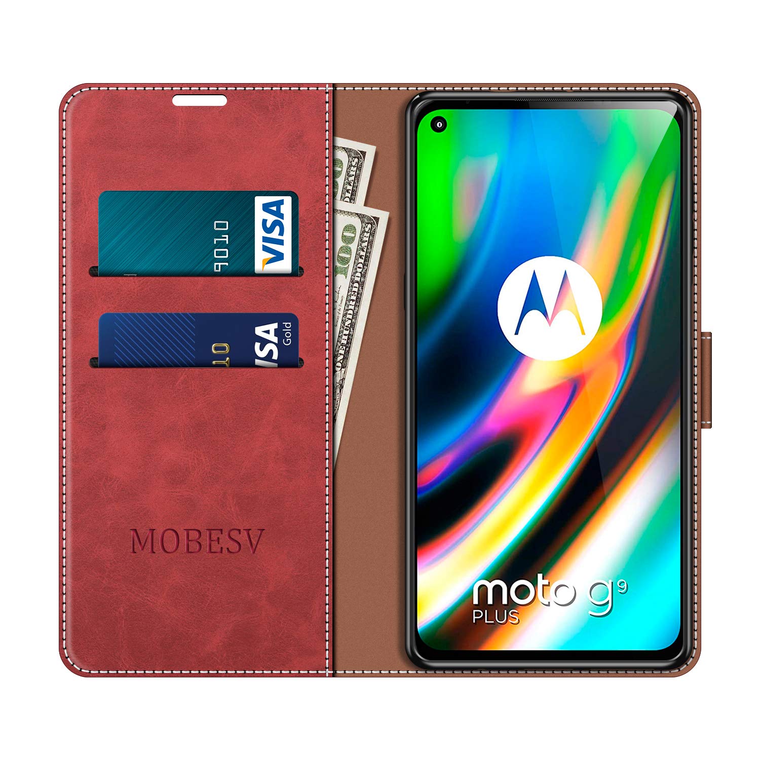 MOBESV Custodia per Honor 9 Lite, Cover a Libro Magnetica Custodia in Pelle per Honor 9 Lite, Elegante Rosso