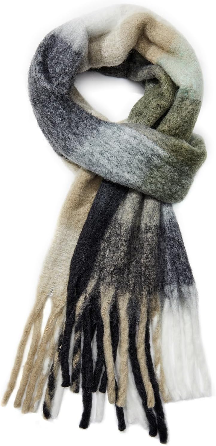 American Trends Womens Chunky Blanket Oversized Long Big Plaid Warm Wrap Scarf