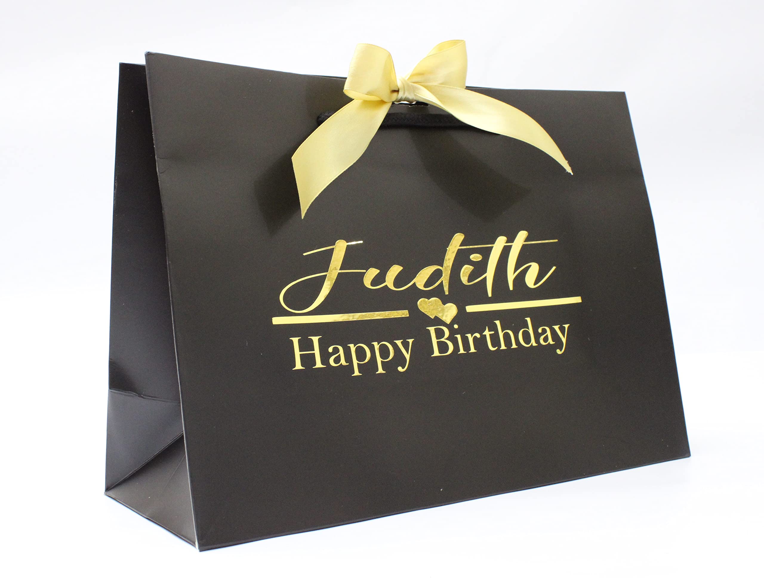 Luxury Gift Bag with Rope Handle | Personalised Gift Bags for Birthdays, Weddings, Bridal Party | Custom Gift Bags (BLACK - SMALL) โ image 1