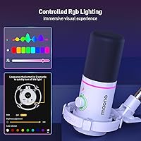 Vista 7 de MAONO Kit de micrófono dinámico XLR/USB, micrófono de podcast RGB con software, silencio, perilla de ganancia, control de volumen, brazo de brazo