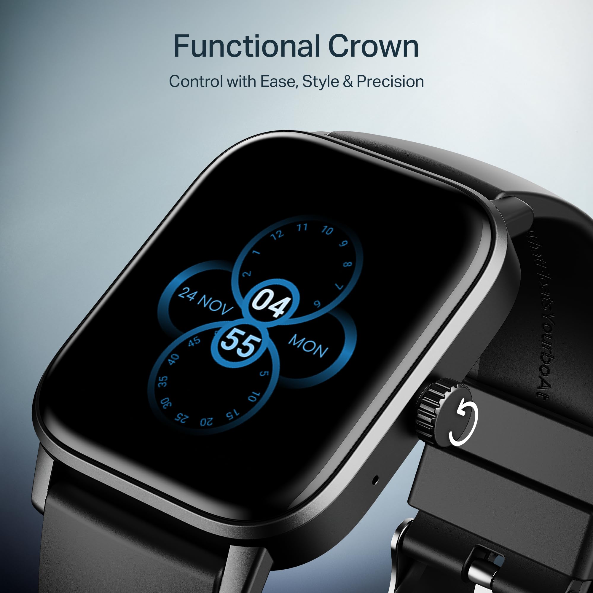 Boat Wave Call 3 Smartwatch 1.83” HD Display with Animated Watch Faces; BT Calling, Functional Crown, Multiple Sports Modes, IP68, HR, SpO2 Monitor, Smart Watches for Men & Women (Bold Black) 2