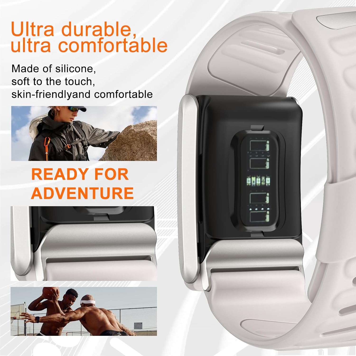 surundo Silicone Sport Band Compatible with Whoop 4.0 Band Strap Men Women, Soft Breathable Sport Adjustable Waterproof Replacement Wristbands Straps for Whoop 4.0 Bands