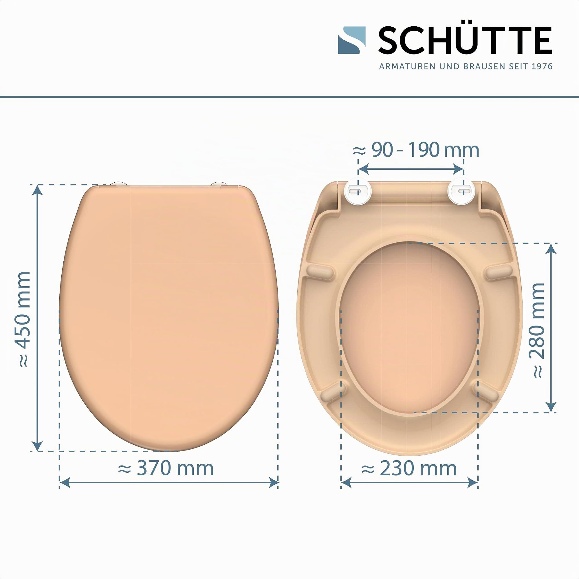 SCHÜTTE Asiento de inodoro de duroplast, color beige, con dispositivo automático de descenso y cierre rápido para una fácil limpieza, carga máxima del asiento de inodoro 150 kg, color beige 82305