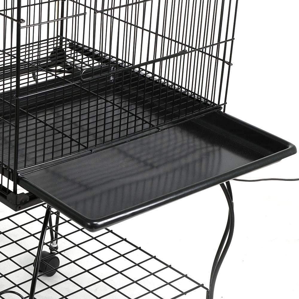 Volière,Cages à Oiseaux,Grande Cage à Oiseaux Volière Extérieur avec Pied sur Roulette pour Perroquet/Perruche/Canari/Parakeet/Calopsitte élégante,Cage à Oiseaux Portable, 59 * 59 * 150cm