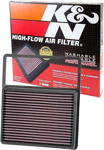 Miniatura 1 de K&N Filtro de aire de motor de por vida original de alto flujo: Aumento de potencia: Premium, Lavable: Compatible con Ford/Lincoln 2013-2021: C-Max,