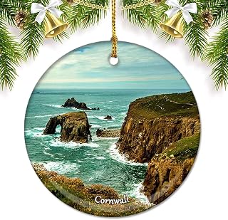 UK England Cornwall Christmas Ornaments for Tree Ceramic Pendant Double Sided Ornament Decor Xmas Gifts Porcelain Travel Souvenirs