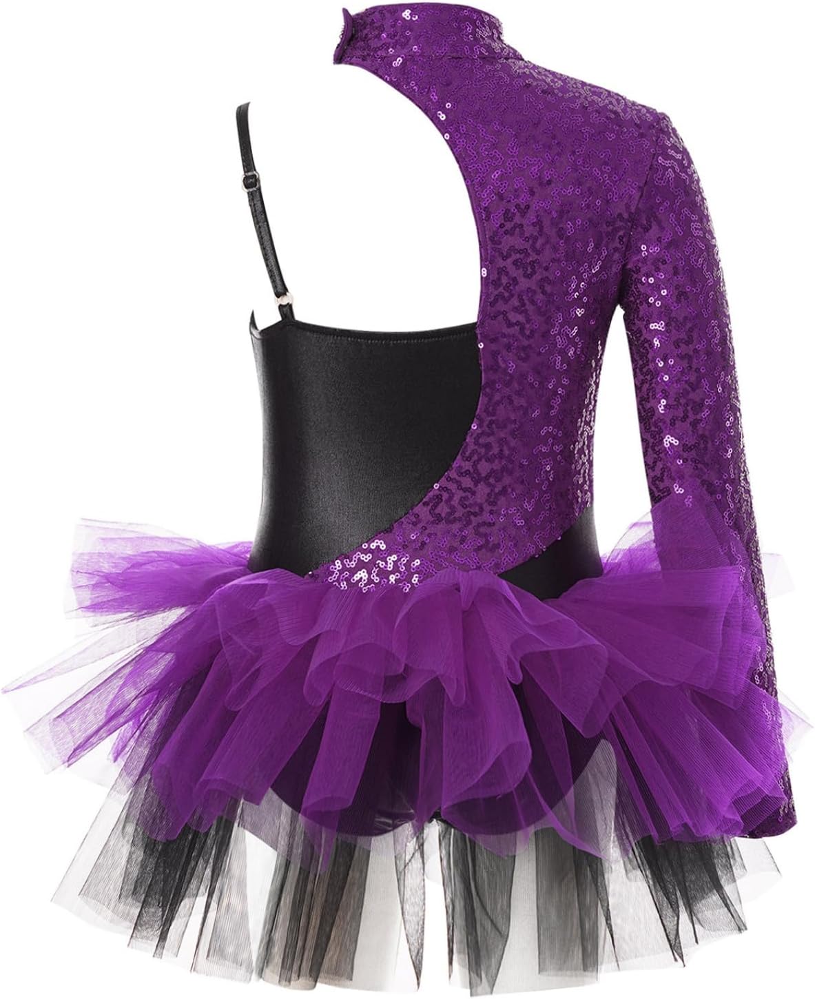 JEYPINMI Big Girls Sequins Jazz Latin Dance Dress Gymnastics Tutu Skirt Leotard Dance Costume for Kids