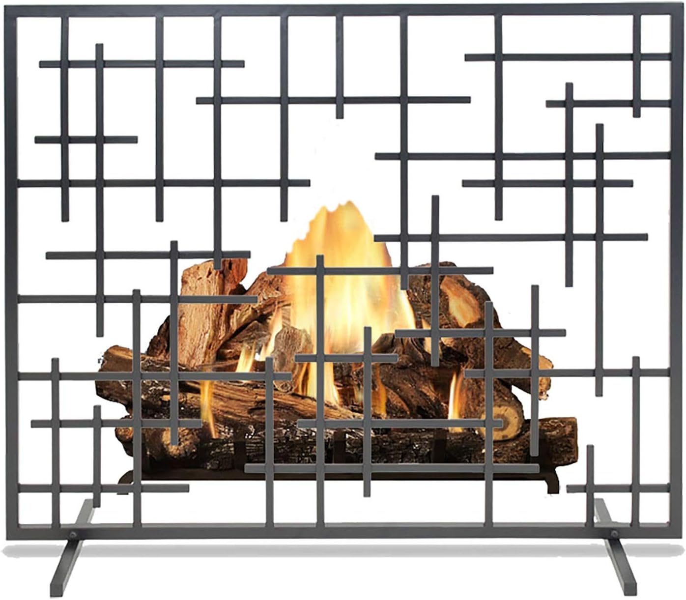 Large Flat Single Panel Fireplace Screen - Modern Hollow Fireplace Spark Guard