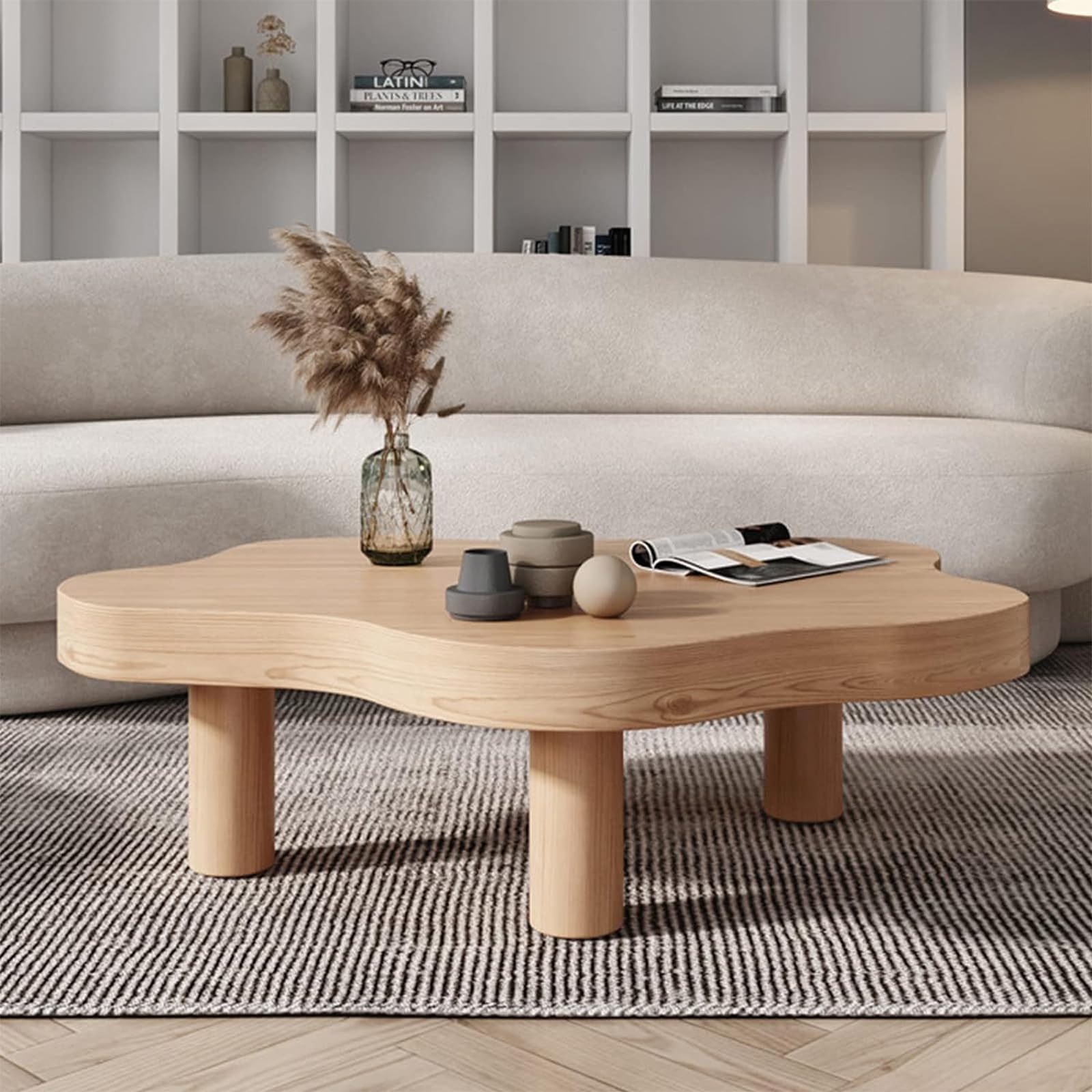 Wxnnx Couchtisch Unregelmäßig Boho Style - Kreativer Beistelltisch Mit 3 Zylinderbeinen