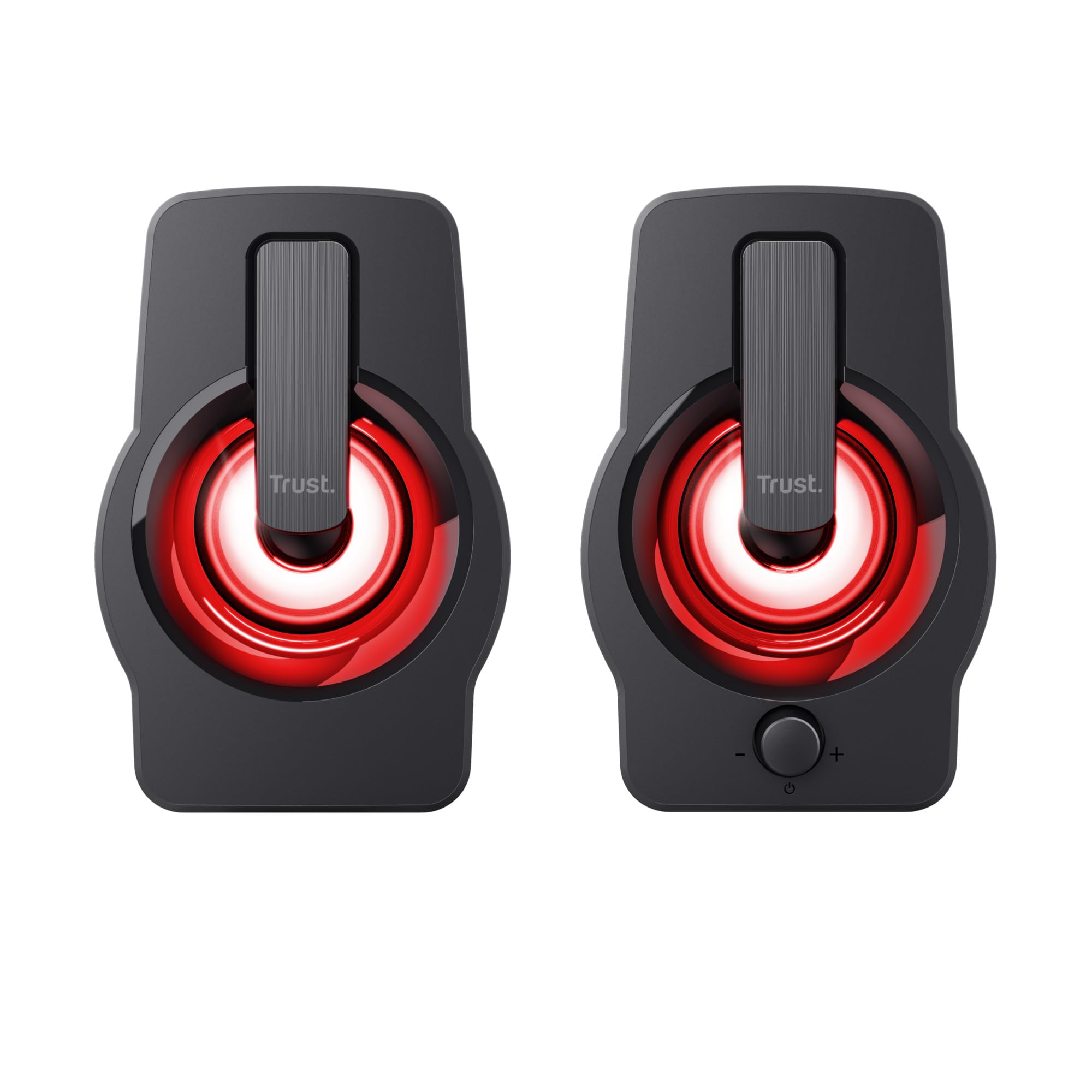 Trust Gemi Casse PC Mini LED RGB 12W (6W RMS), Altoparlanti PC Piccoli con Illuminazione LED, Alimentazione USB, Casse Audio Jack Aux 3.5mm, Compatto Set Altoparlante per Computer Laptop - Nero