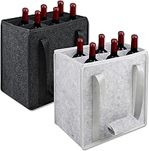 Bottle Bag for 6 Bottles, 2 Packs Bottle Bag, Reusable Storage Bag for Wine and Champagne, 27 cm x 18 cm x 27 cm – Black+Grey