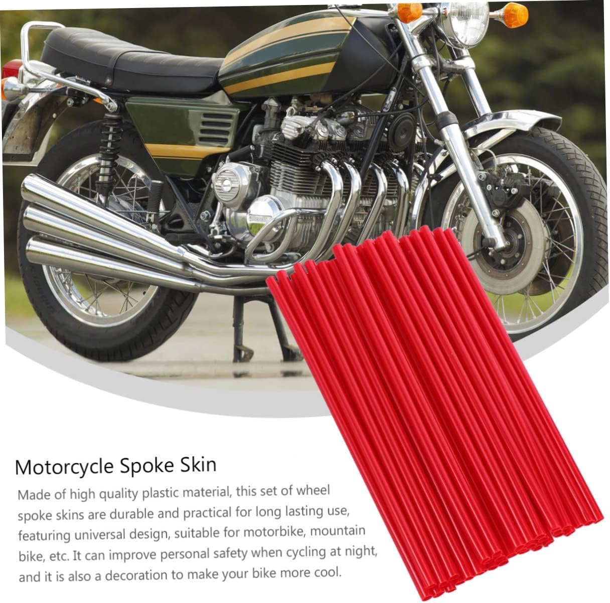 36Pcs Red Plastic Spoke Covers for Bike and Dirt Bike Decoration | Easy Install, Reflective Visibility, Universal Fit for Wheels, Motorcycle Accessory Pack, Decorative Use