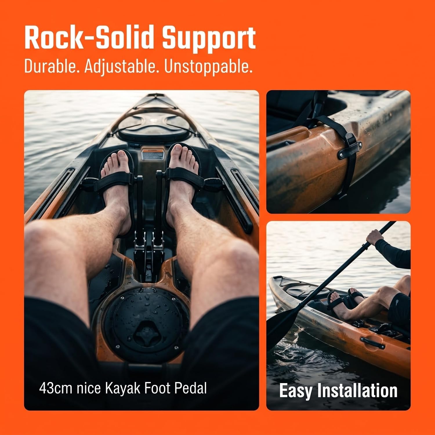 ibasenice Kayak Foot Pedal Adjustable Footrest for Inflatable Kayaks Paddle Board Seat Foot Brace Easy Install Durable Boating Accessory