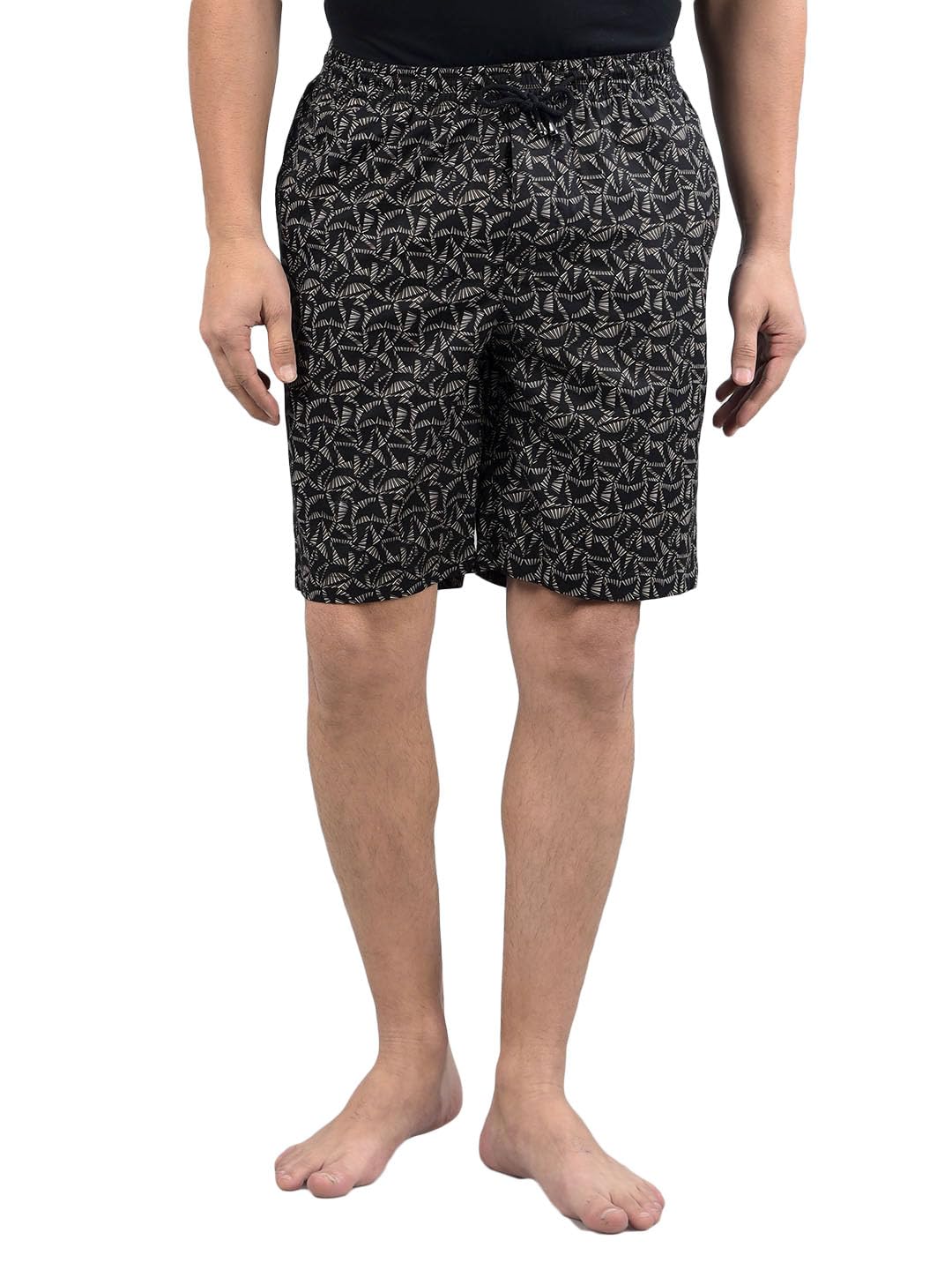 crimsoune club Men's Black Printed 100% Cotton Lounge Shorts-picture-33