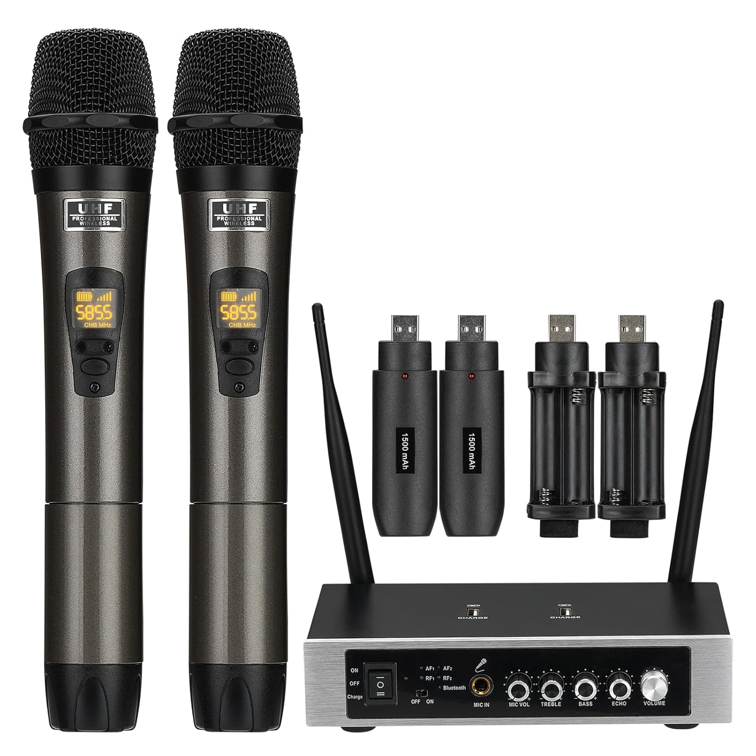 LyricLoom UHF Dual Channel Rechargeable Wireless Handheld Microphone