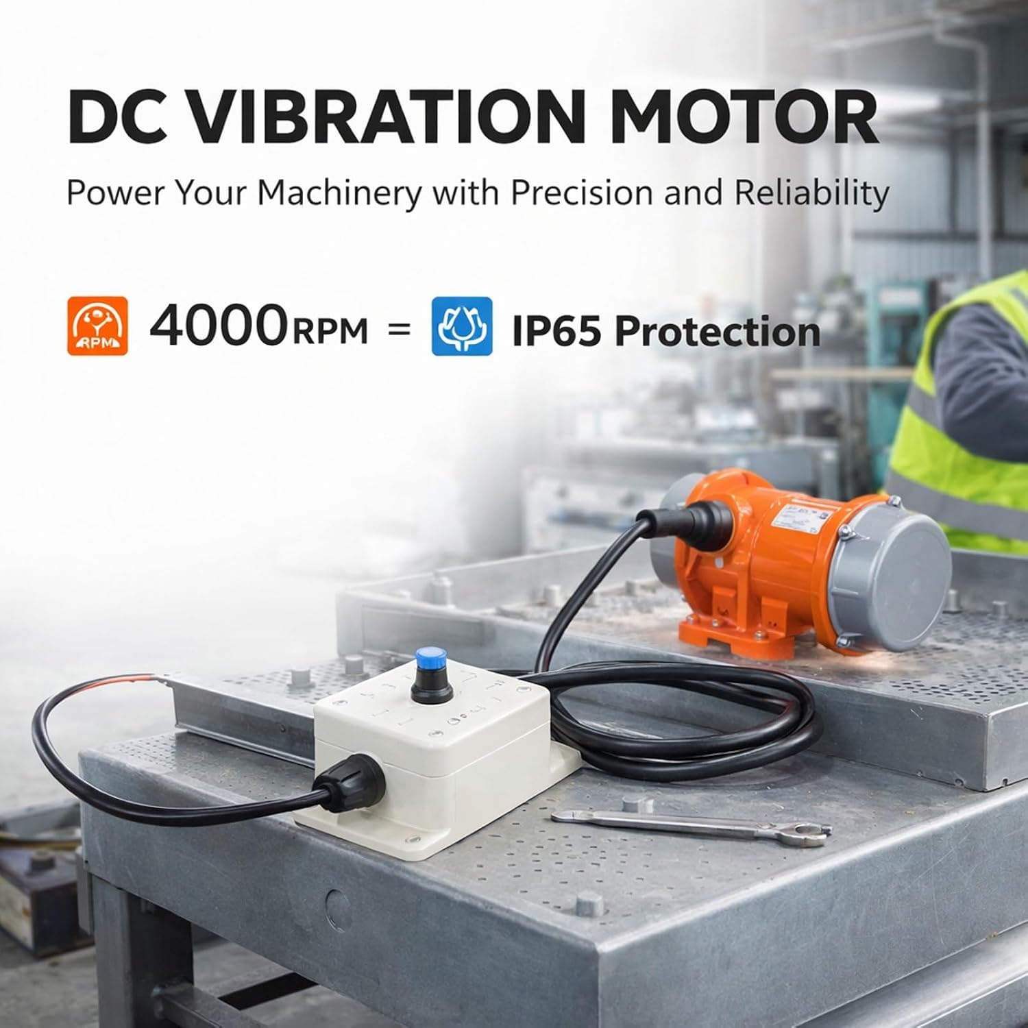 DC24V Brushless Electric Concrete Vibrator Motor, Small Size, 4000RPM, IP65 Waterproof - Adjustable Speed Control, Energy Efficient, Ideal for Construction and Industrial Use (60W)