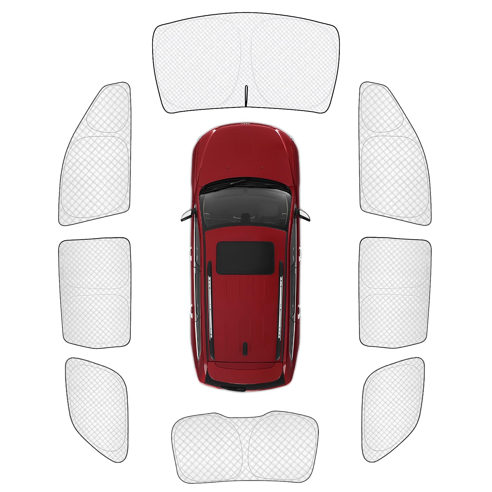 KMF 8pcs Sun Shades for Jeep Grand Cherokee 2011-2021 Accessories(NOT for Cherokee L&amp;Cherokee), Full Thicken Privacy Car Window Covers for Windshield Side Rear, UV Block and Blackout Camping