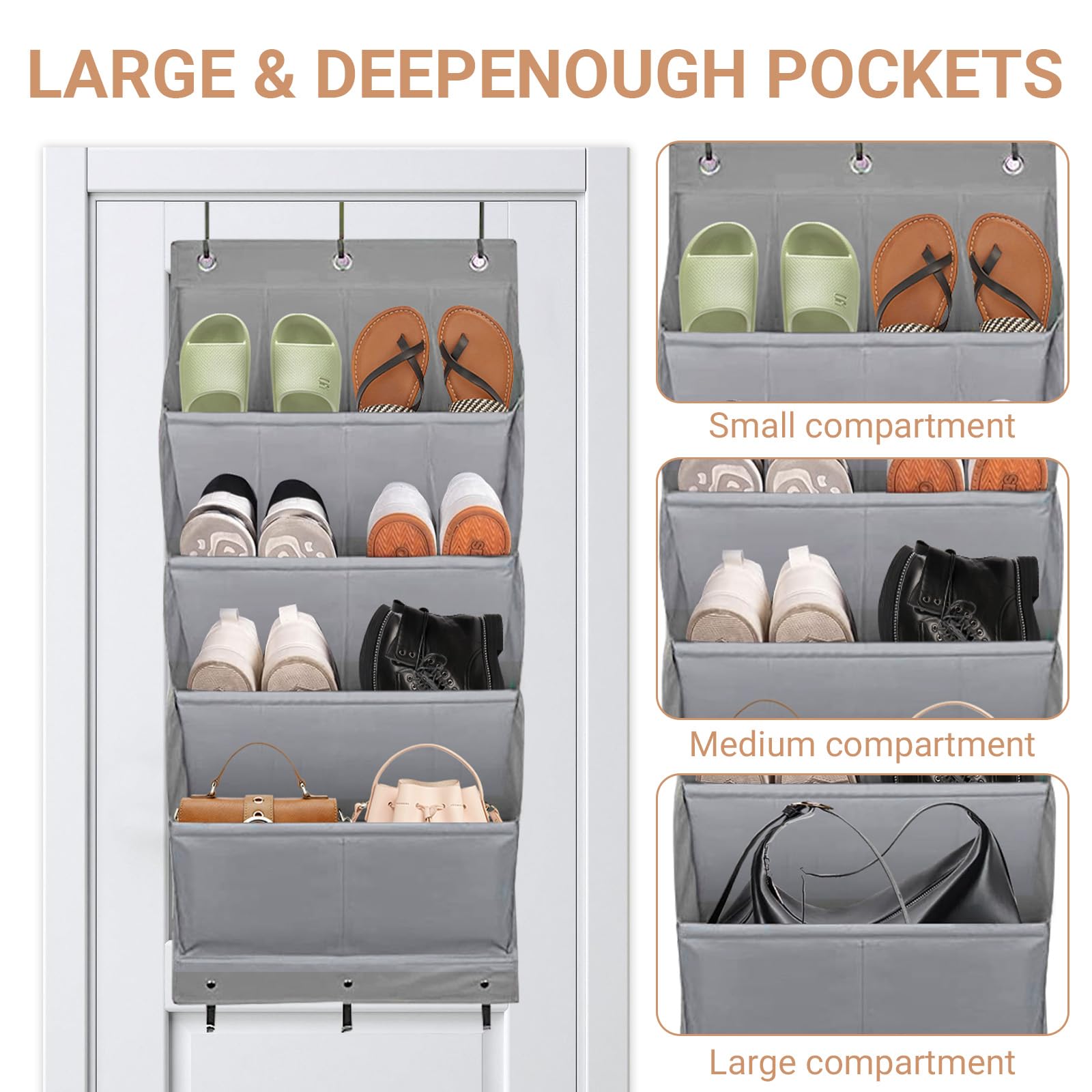 Opbergen IKEA SANON Schoenenorganizer Over De Deur – 9 Diepe Vakken & 3 Haken | Opbergsysteem Voor Slaapkamer Of Kast SANON Schoenen Organizer
