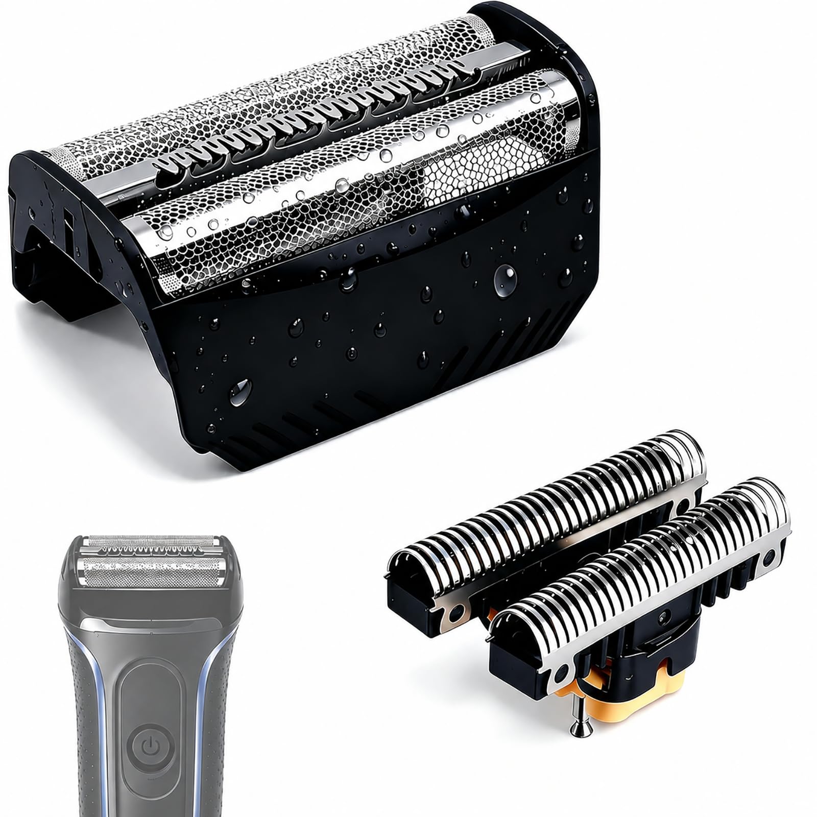 Poweka Scherfolie Scherkopf Kompatibel mit 30B | Hochwertiges Kombipack Klingenblock Messer Rasierklinge für Series 3 30B / 7000/4000 Series