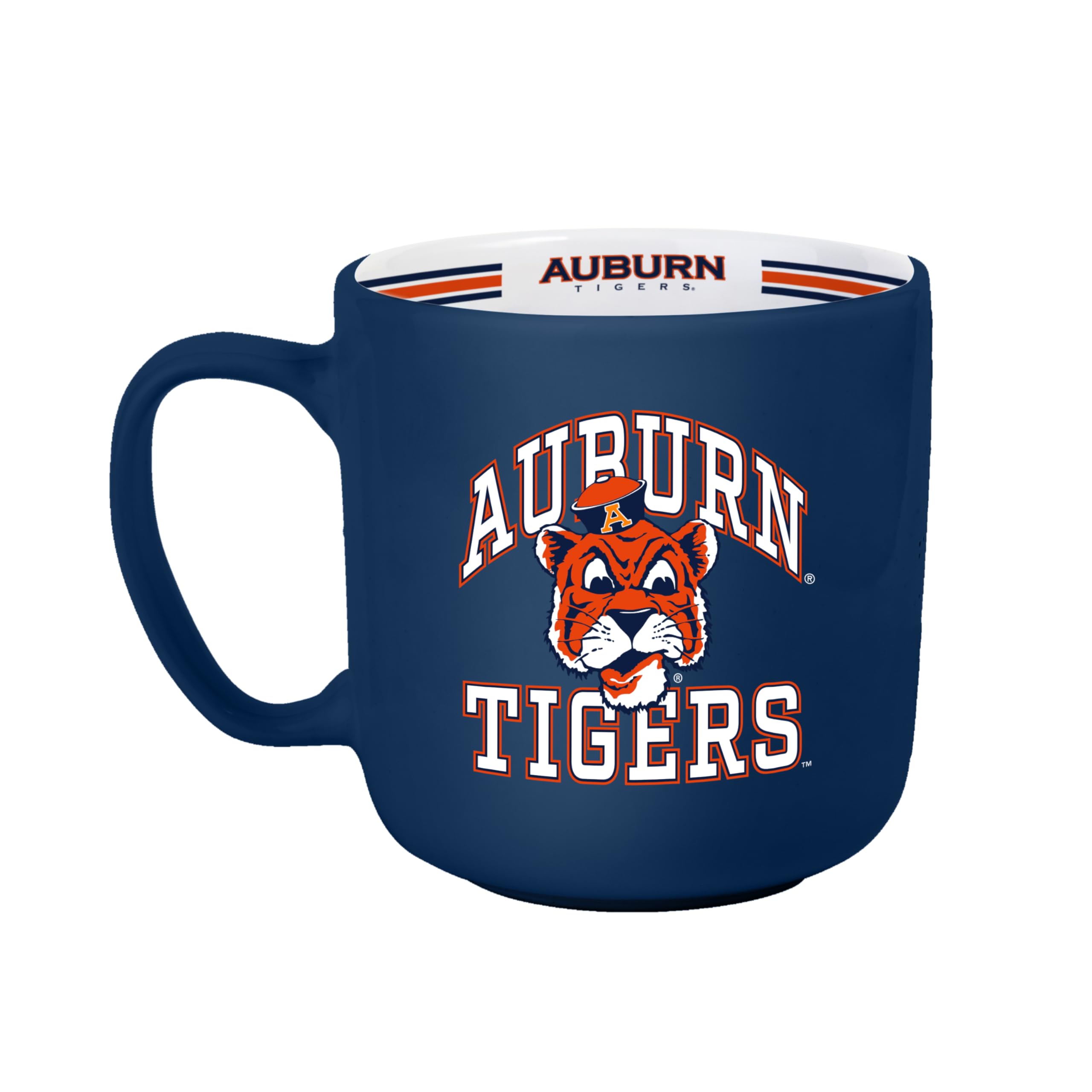 Logo Brands NCAA Auburn Tigers 15 oz Stripe Coffee Mug - Vintage Team Logo, Inside Print &amp; Stripes, Microwave &amp; Dishwasher Safe- Great Gift For Fans &amp; Alumni