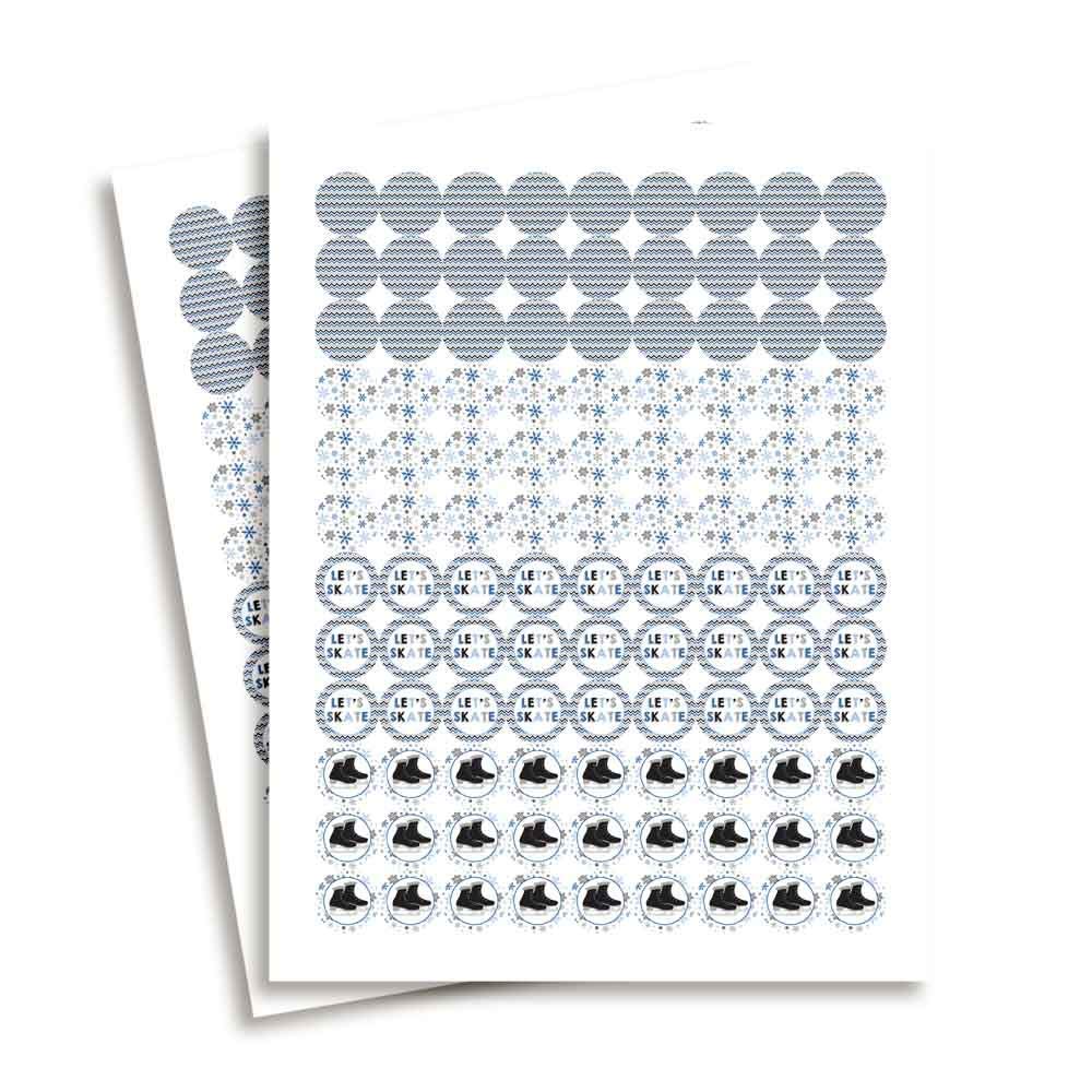 Amanda Creation Ice Skating Party Kiss Stickers - 300 Count, 0.75" Round, Glossy Finish