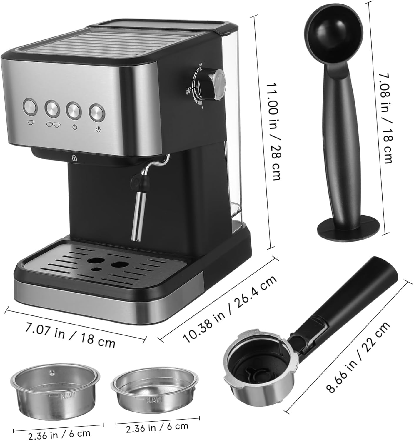 Ciieeo Semi-automatic Espresso Maker Milk Frother Steam Wand Compact Espresso Coffee Machine for Home Use High-pressure Extraction for Rich Flavor