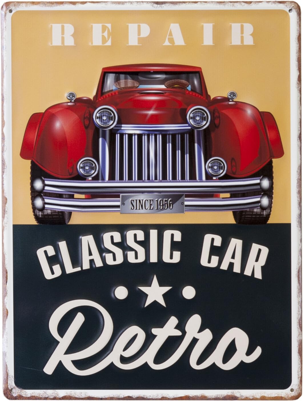 Akizuki Boeki MP22003 Antique Embossed Plate CLASSIC CAR RETRO W 11.8 x D 0.08 x 15.7 inches (30 x 0.2 x 40 cm)