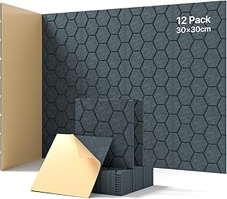 12 Stück Akustikplatten Selbstkleben, Schallabsorber, 30x30x0.9cm, Schalldämmung Wand tür Decken, Akustikpaneele für Gaming Deko, Büros, Studios, Schallschutzplatten (Dunkelgrau)