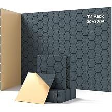Soundsbay Acoustic Panels Self-Adhesive, 12 Pack Sound Proofing Panels