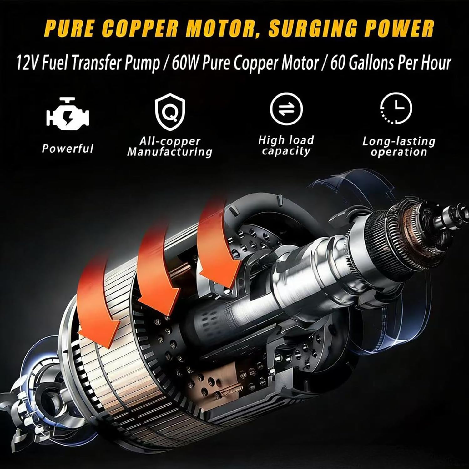 12V Fuel Transfer Pump Kit - Transfers 60+ Gallons Of Gas or Diesel Per Hour. With Patented Pulley Guide Tube & Upgraded Carrying Case. Great for Cars, Boats, Trucks, Motorcycles, UTVs, Etc.