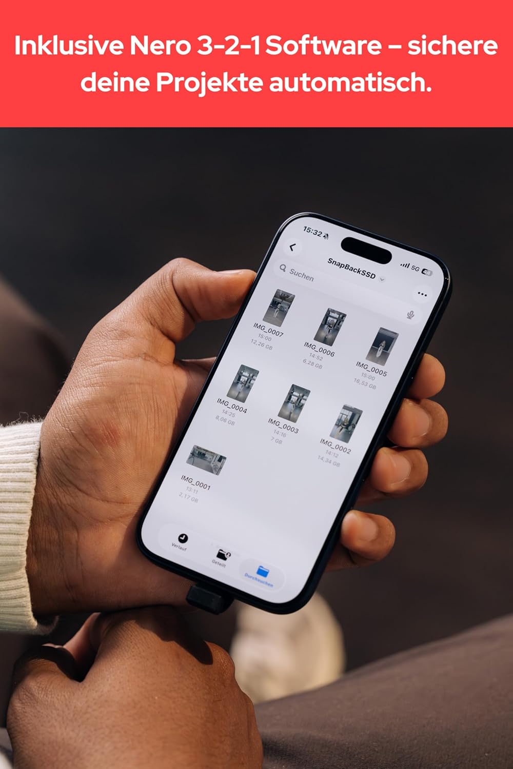 Verbatim Snapback SSD UltraSlim 1TB, Magsafe, External Hard Drive, Supports Apple ProRes 4K, USB 3.2 Gen 2x2, up to 2050MB/s Read/Write, External SSD with Cable for iPhone 17, Android, PC & Mac