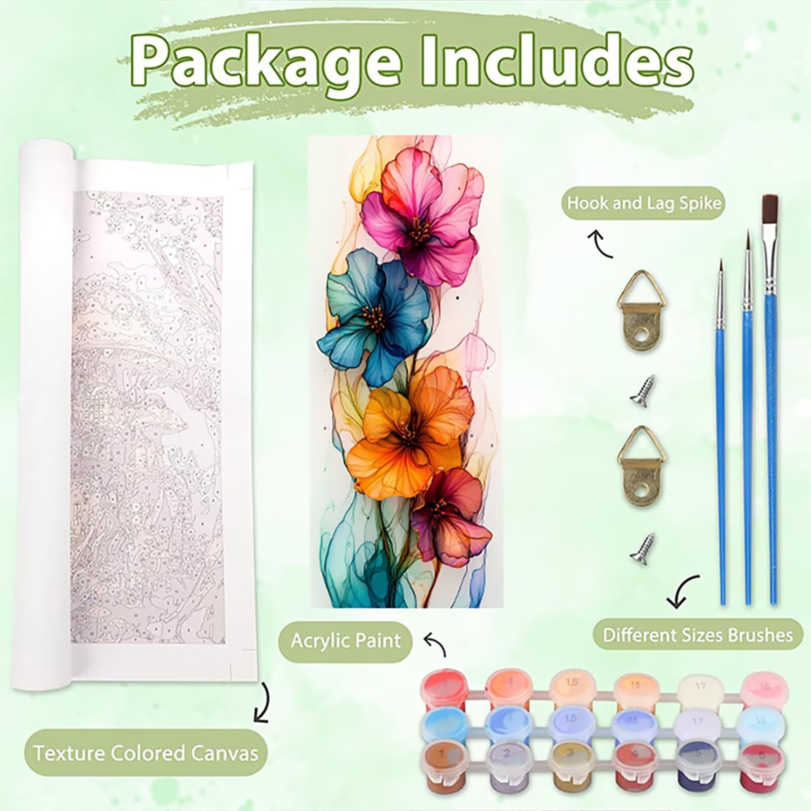 Malen Nach Zahlen 50x150cm Leinwand Farbe Malen Nach Zahlen Erwachsene mit Ohne Rahmen, DIY Kreativ Set für Erwachsene mit Pinseln und Acrylfarbe, Zimmer Deko Blumen Landschaft Geschenk, P0M-644